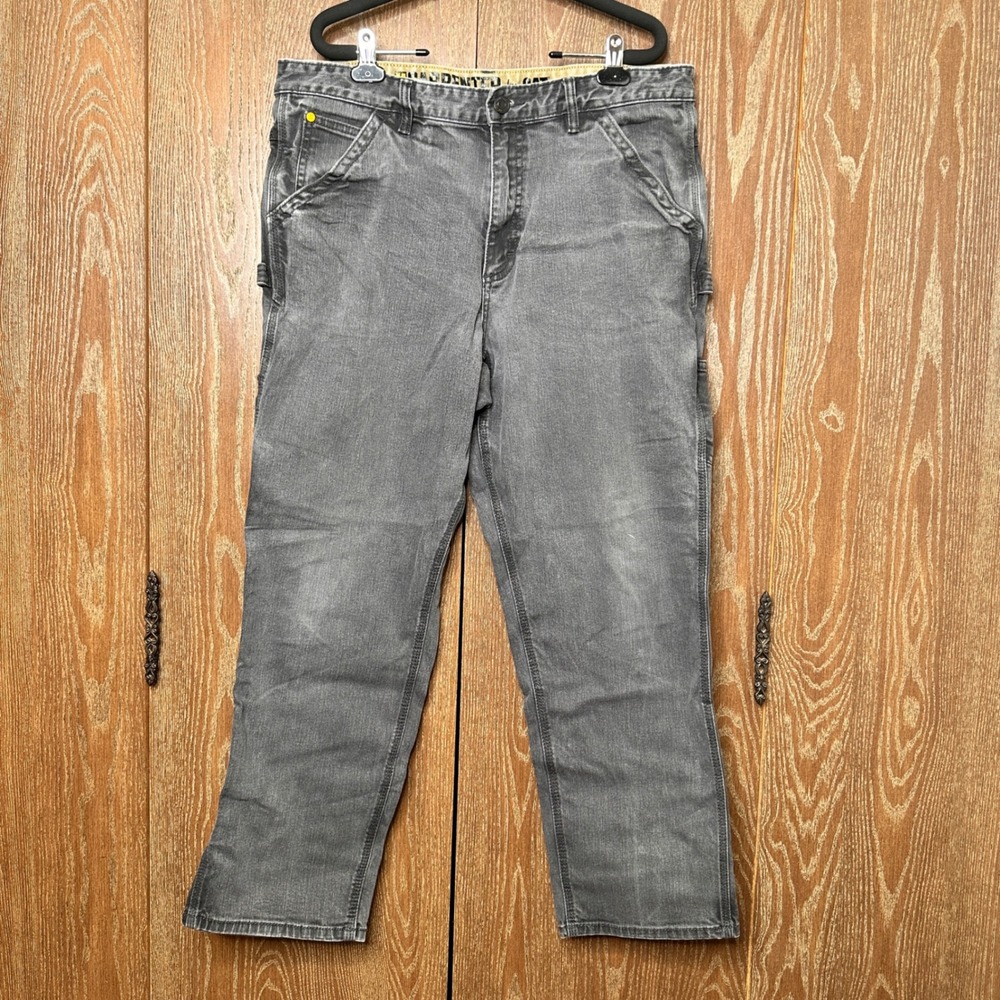 Caterpillar CAT Mens Gray Carpenter Workwear Pants 36x30 Denim Utility Jeans